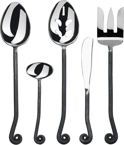 Vista 9 de Gourmet Settings - Juego de 4 tenedores de cóctel - Colección Treble Clef - Cubiertos de acero inoxidable pulido/mate