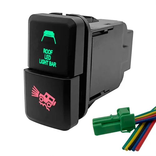 Vista 21 de Compresor de aire y Interruptor de botón doble de bloqueo de diferencial trasero para Toyota Tacoma Prado Fortuner Hilux 39mm X 21mm