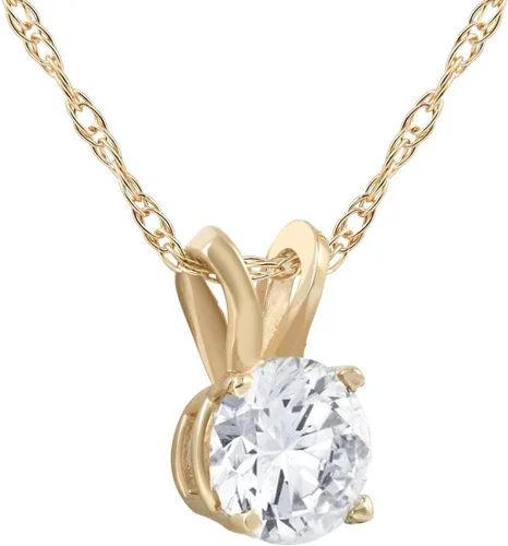 Vista 2 de Colgante solitario de diamante redondo de 78 qt en oro blanco o amarillo collar de 18
