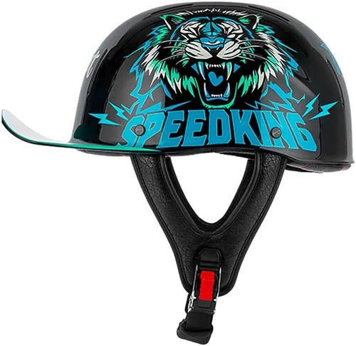 Vista 11 de Gorra de béisbol para motocicleta, medio casco para adultos, hombres y mujeres, cara abierta, retro, casco de motocicleta aprobado por DOT, carcasa