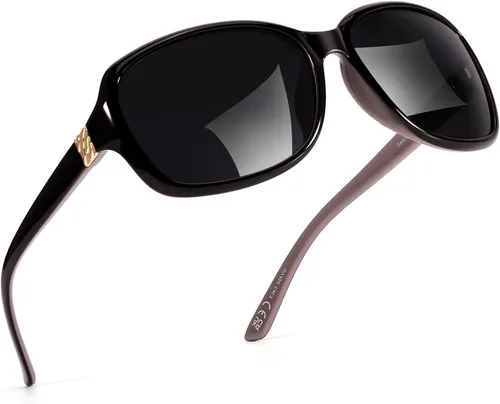 Vista 27 de SIPHEW - Gafas de sol polarizadas para mujer, gafas de sol cuadradas clásicas para mujer con protección UV Gafas de sol polarizadas negras A01
