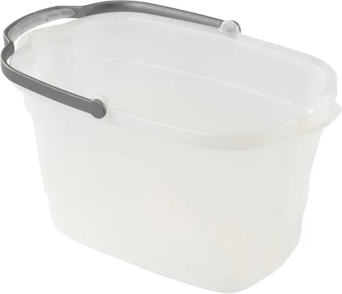 Vista 5 de Casabella Organizador de almacenamiento de limpieza multiusos de plástico con asa, 1.85 galones, cubo de limpieza rectangular gris y naranja