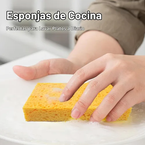 Vista 4 de 6 x 3.6 x 0.9 pulgadas JK SP-T22 esponja grande, esponjas de cocina, esponjas prácticas, esponjas de celulosa, esponja para lavar platos, esponja