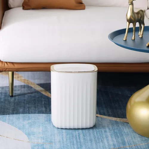 Vista 8 de ELPHECO Cubo de basura impermeable de 3.5 galones con sensor de movimiento para dormitorio con tapa, decoración de baño, accesorios de baño, cubo
