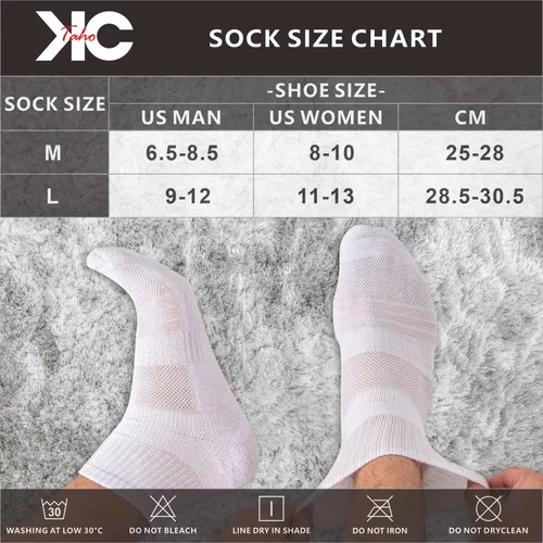 Vista 6 de Calcetines deportivos de algodón para hombre, 8 pares con soporte para el arco, transpirables, acolchados, para correr
