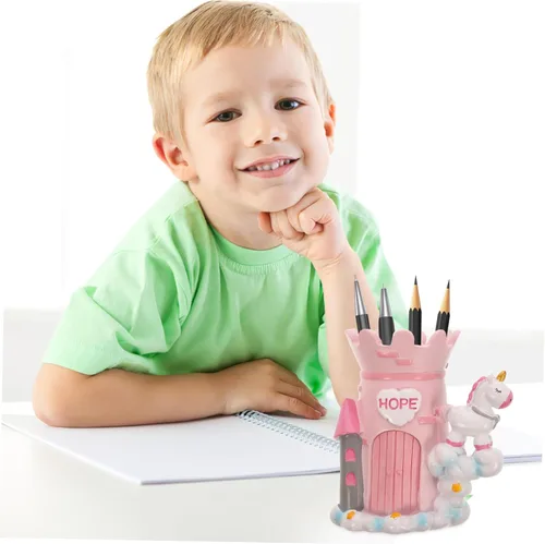 Vista 3 de Ciieeo Lindo soporte para bolígrafos para escritorio, organizador de resina, caja de almacenamiento elegante decoración de escritorio para niños