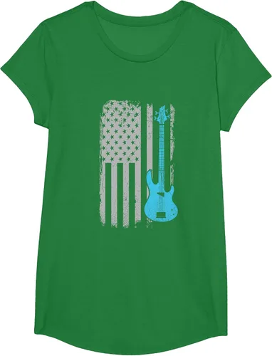 Vista 88 de Electric Bass Guitar Player American Flag Musician T-Shirt Asphalt Grey