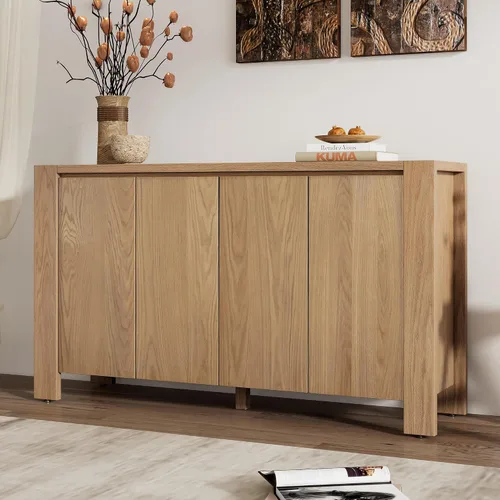 Vista 13 de VilroCaz Armario de almacenamiento multifuncional, gabinete de almacenamiento de madera para bufé, sofá, mesa, mesa auxiliar con estante ajustable