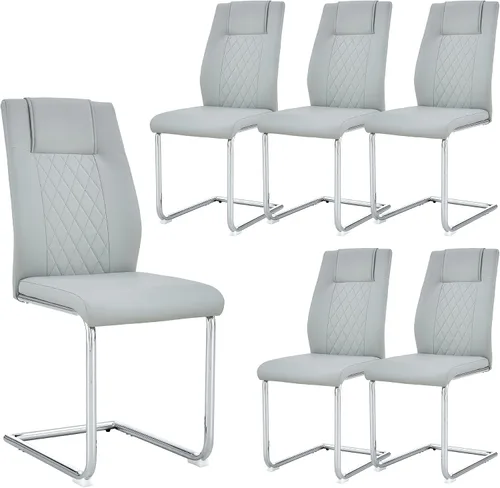 Vista 21 de Sillas De Comedor - Juego de 4 sillas de comedor modernas para cocina, con asiento tapizado de piel sintética, patas de metal con respaldo alto