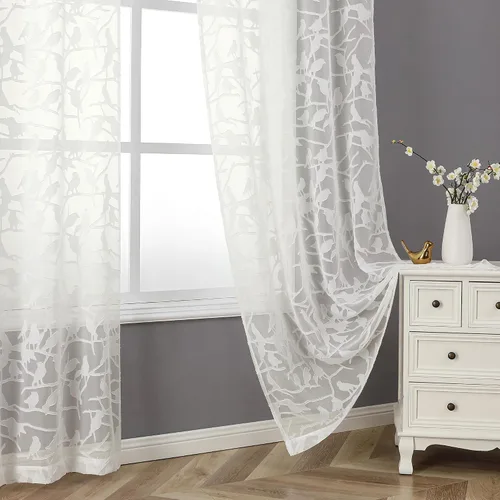 Vista 59 de OVZME Anji Clip Voile Sheer Tiers RD 2X30X36 Negro