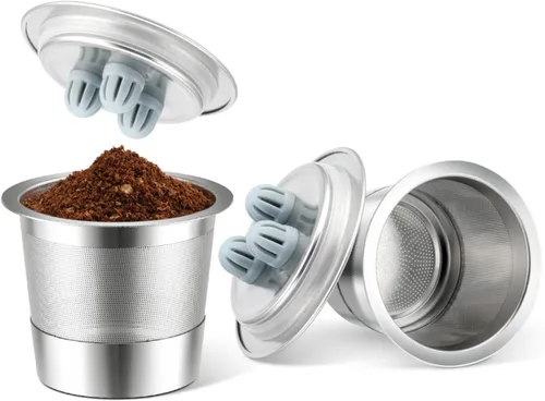 Vista 10 de Cápsulas Ninja K Cups reutilizables de acero inoxidable compatibles con la máquina Ninja CFP201 CFP301 Dual Brew Pro, cápsulas de café rellenables