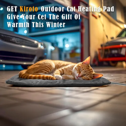 Vista 6 de Kiroto Almohadilla térmica para mascotas al aire libre para gatos y perros, alfombrilla térmica con cubierta impermeable y control automático