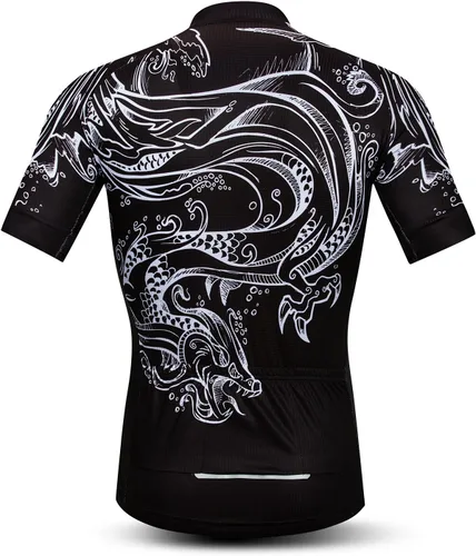 Vista 3 de Maillot de ciclismo para hombre, manga corta, ropa de bicicleta, tira antideslizante, cremallera completa, reflectante en la noche