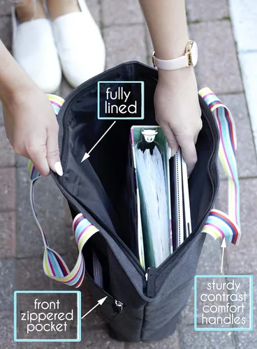 Vista 5 de Brooke & Jess Designs Bolso de mano para la abuela – Bolso de lona resistente con cremallera y bolsillo interior para la abuela para uso diario