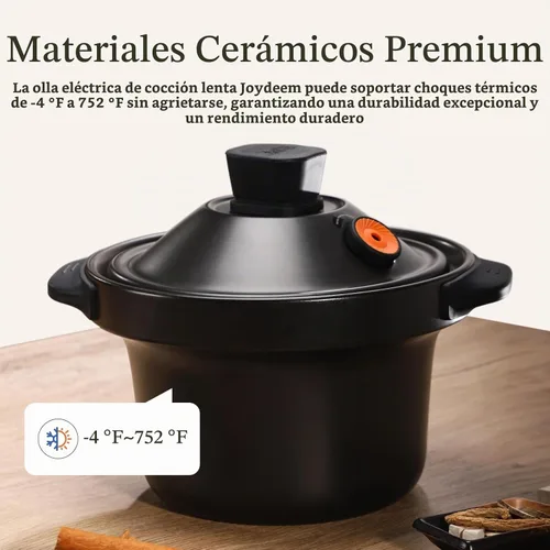 Vista 3 de Joydeem Olla eléctrica de 4 cuartos de galón, olla multifuncional de 500 W con interior de cerámica, sopa, gachas de avena, estofado, estofado