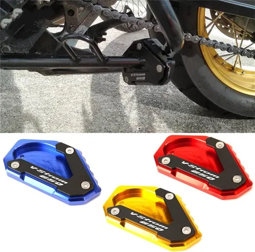 Vista 2 de Motorcycle CNC Kickstand Foot Side Stand Extension Pad Support Plate for Suzuki V-Strom 650 VSTROM 650 XT DL650 2004 2021 (Color : Black)