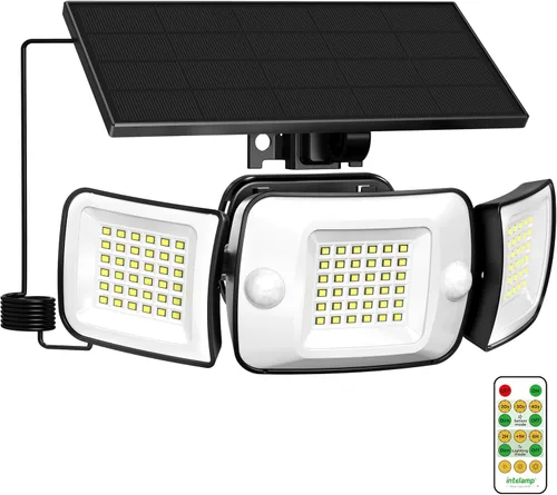 Vista 9 de intelamp Luces de Inundación Solares para Exteriores Impermeables, 6000 mAh, 1200 lúmenes, funciona con energía solar, doble sensor de movimiento