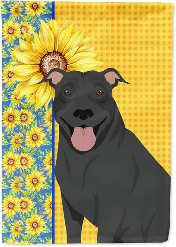 Vista 85 de Caroline's Treasures WDK5313GF Bandera de jardín con diseño de girasoles de verano, color negro y tostado, Airedale Terrier para buzón, bandera