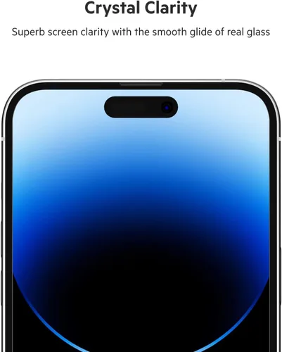 Vista 4 de Belkin UltraGlass - Protector de pantalla para iPhone 14 Pro Max, fácil aplicación con bandeja guía de instalación, protector de pantalla de vidrio