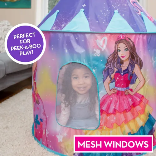 Vista 3 de Barbie Castillo automático - Tienda de campaña rosa de princesa de Dreamtopia para niños Se pliega en una bolsa de transporte - Sunny Days