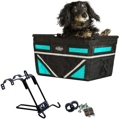 Vista 11 de Pet-Pilot MAX - Cesta de bicicleta para perro, 8 opciones de color para tu bicicleta (plata/gris)