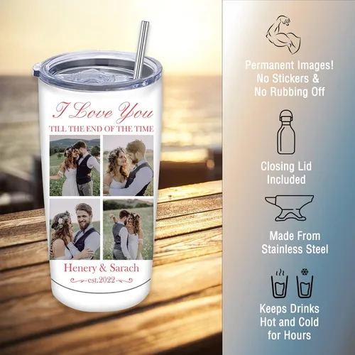 Vista 3 de Vasos con imagen personalizados con tapas y pajitas, taza personalizada con nombre de foto, vaso aislado de acero inoxidable de 20 onzas para niñas