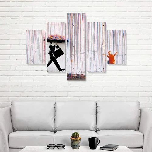 Vista 22 de Banksy Graffiti Street Art Colecciones de lienzos de arte callejero. Listo para colgar. Fabricado en Estados Unidos #FULL2