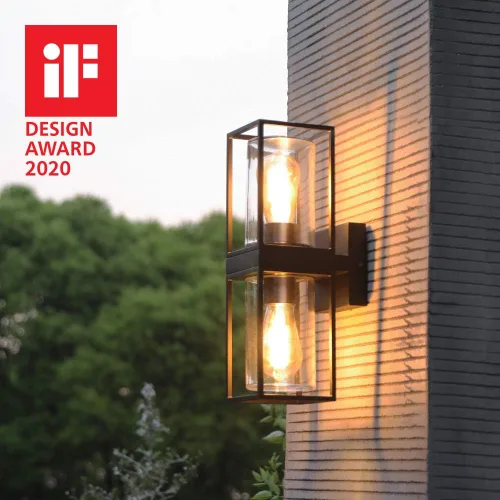 Vista 2 de LUTEC Flair 5288804012 - Lámpara de pared para exteriores, moderna lámpara negra para porche, lámpara exterior de montaje en pared con vidrio