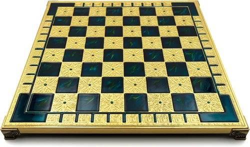 Vista 4 de Juego de ajedrez de metal ícaro hecho a mano en caja de madera