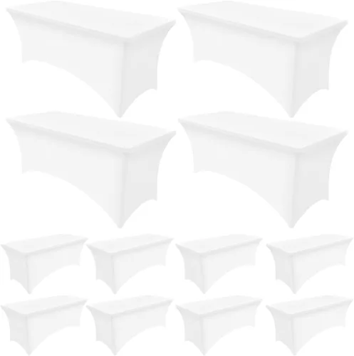 Vista 58 de Smiry Paquete de 2 manteles de elastano de 6 pies, manteles elásticos ajustables extensibles, lavables y sin arrugas, cubiertas rectangulares de Rojo