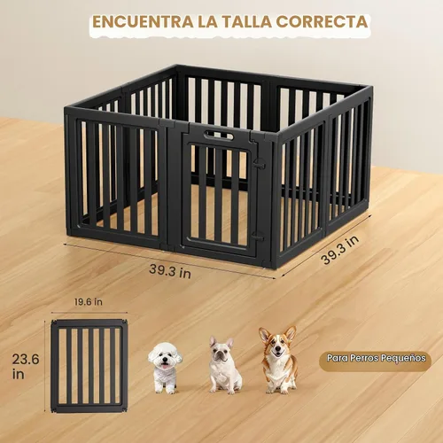 Vista 3 de Corralito para perros, corral transparente para perros, corral para perros en interiores, fácil de instalar y quitar, corralito para cachorros Negro