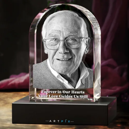 Vista 4 de ArtPix 3D Piedra sepulcral de fotos de cristal, regalos conmemorativos personalizados para la pérdida de mamá, papá, mujeres, hombres, esposa