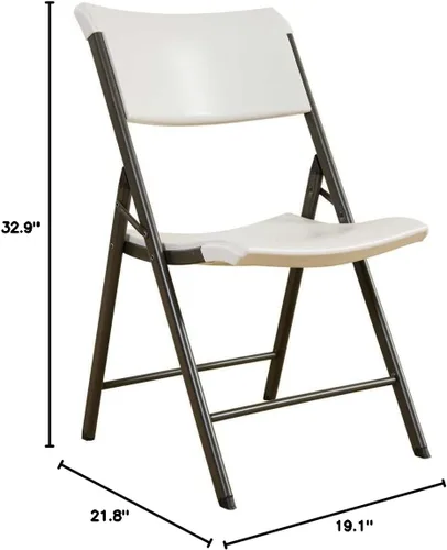 Vista 3 de LIFETIME 480074 Silla plegable contemporánea, almendra con marco de acero bronce, paquete de 4