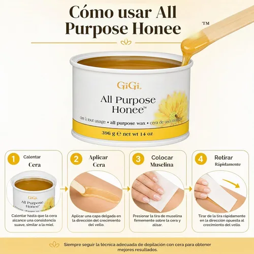 Vista 4 de GiGi Cera de miel multiusos de 14 onzas (paquete de 2) Natural Beeswax and Honey Extract Formula Removes Coarse Hair from Face and Body