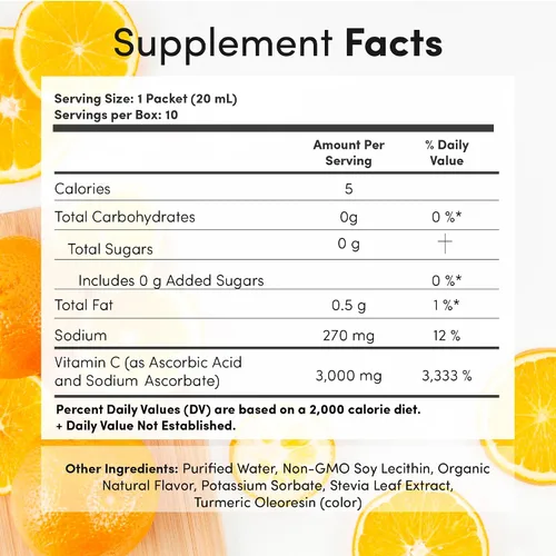 Vista 2 de Aurora Nutrascience - Vitamina C líquida liposomal, suplemento de apoyo inmunológico saludable para adultos, sin azúcar, 3000 mg por porción