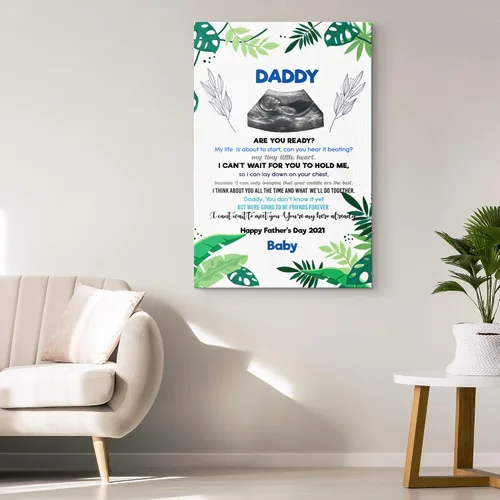 Vista 7 de Marco de fotos personalizado para el primer día del padre, foto de ultrasonido personalizado, póster de bebé, decoración de pared para papá por