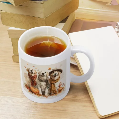 Vista 4 de Golden Retrievers with Pumpkins And Leaves Coffee Travel Mug Thanksgiving Autumn Halloween Milk And Tea Ceramic Cup Fathers Day Dad Gifts from