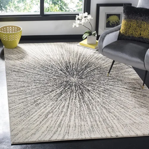 Vista 17 de SAFAVIEH Evoke Collection EVK228J - Alfombra abstracta de estallido de 2'2" x 4', color aguamarina/marfil, no desprende pelusa, alfombra de acento