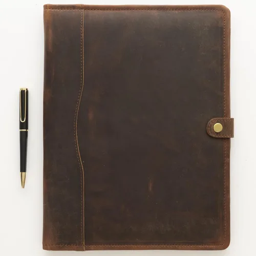 Vista 8 de Cartera de cuero - Organizador profesional de cartera, carpeta de currículum, portafolio de cuero para hombres y mujeres, cartera de negocios