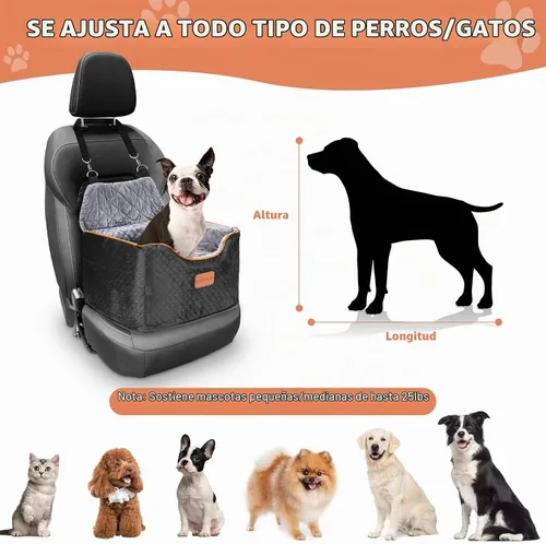 Vista 5 de AlfaTok Asiento de Coche para Perros de Espuma Viscoelástica con Funda Lavable y Desmontable, Asiento de Coche para Mascotas Elevado, Asientos