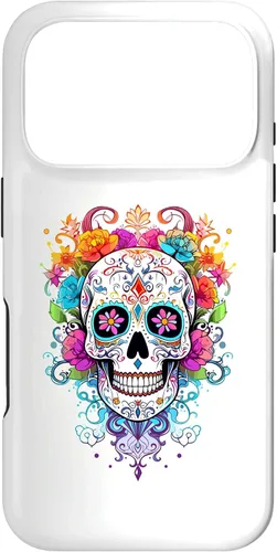 Vista 30 de Halloween Sugar Skull Flower Calavera Dia De Los Muertos Case for iPhone 17