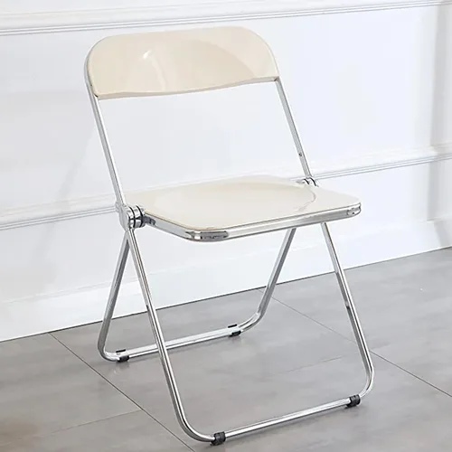 Vista 11 de KAIHAOWIN Silla plegable de acrílico moderna de lujo, silla plegable apilable de cristal fantasma, asiento de sala de estar de plástico de Negro
