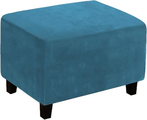 Vista 8 de Funda otomana, fundas otomanas de terciopelo rectangular y elásticas para taburete de pie para sala de estar, protector de muebles de almacenamiento