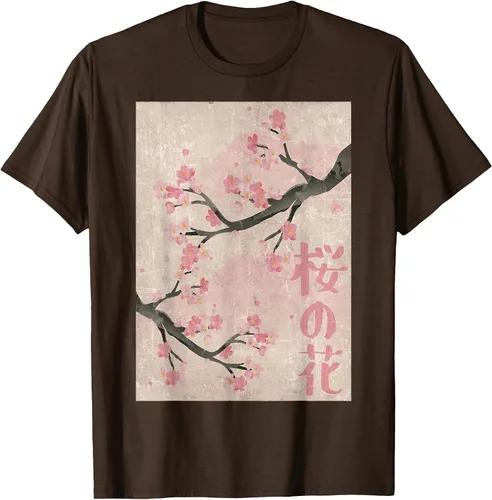 Vista 68 de Cherry Blossom Japanese Vintage Woodblock Japan Pink Sakura T-Shirt Asphalt Grey