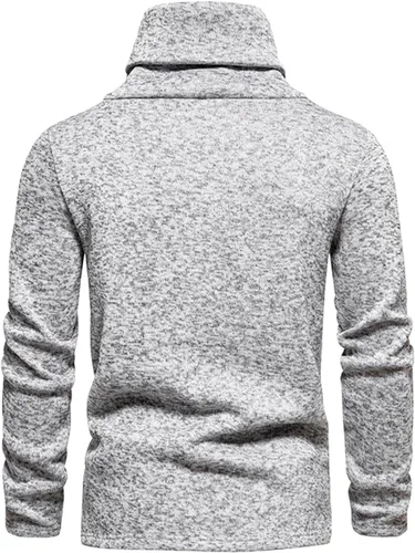 Vista 5 de Camisas de hombre de manga larga sólido cuello alto suéter regular ajuste ligero suéter suave ajustado ropa al aire libre