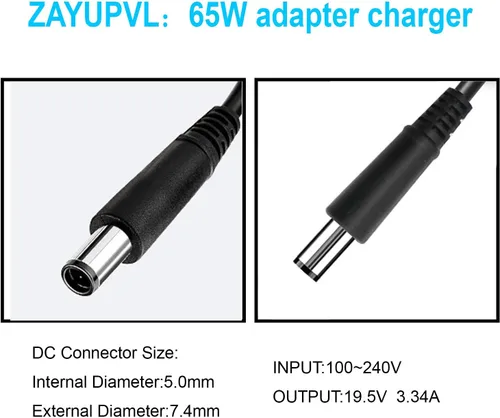 Vista 5 de Adaptador de CA de repuesto de punta de 65W 0.291 in para Dell Latitude 3190 7470 5580 7280 LA65NS2-01 E5570 E7450 E6430 E6410 E6440 E7440 E7470