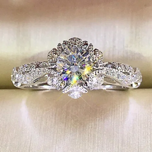 Vista 66 de Iumer - Anillo de zircón de dos piezas con incrustaciones de diamantes de imitación artificiales para mujer, talla 6-10.
