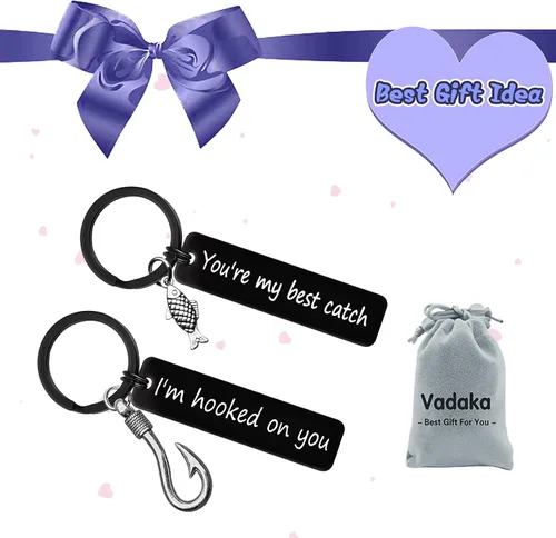 Vista 7 de Vadaka Joyería para el día de San Valentín, joyería para parejas, regalo para amantes de la pesca, regalos para parejas, para él, ella, llavero