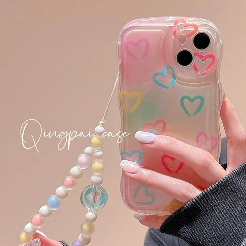 Vista 2 de Funda compatible con iPhone 11 para mujeres y niñas, bonita funda rizada con diseño de corazón de amor, antiarañazos, a prueba de golpes para iPhone