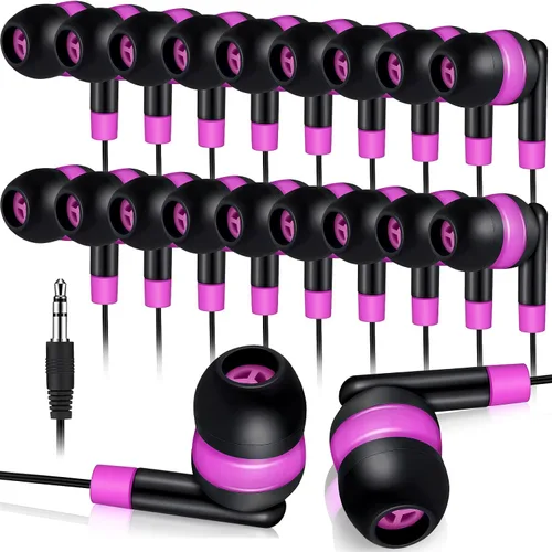 Vista 15 de Kanayu Paquete de 50 auriculares con cable a granel para aula, auriculares básicos con cable para estudiantes, sin micrófono, con conector de 0.138